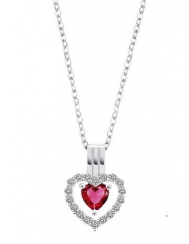 Collar Lotus Silver LP3555-1/3 corazon fucsia