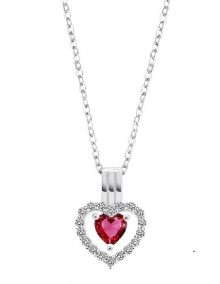 Collar Lotus Silver LP3555-1/3 corazon fucsia