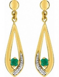 Pendientes de oro amarillo y blanco con esmeraldas cierre de presion