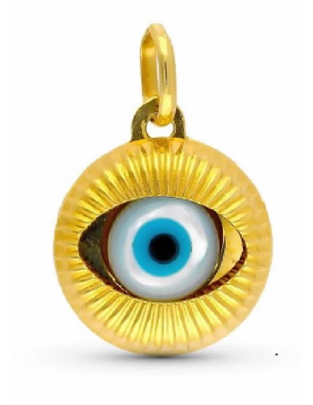 18K Colgante oro amarillo ojo turco 12mm