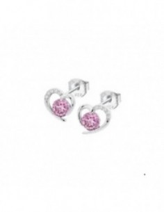 Pendientes Lotus Silver LP3106-4/2 sra. corazon rosa claro.