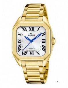 Reloj Lotus sra. 18970/1 acer. chapado esfera blanca.