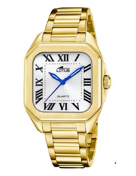 Reloj Lotus sra. 18970/1 acer. chapado esfera blanca.