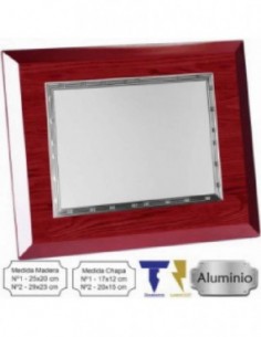 Placa Clasica con soporte de Madera 29x23 cm y Estuche (Medida Chapa de Aluminio 20x15 cm)-(Grabado Diamante, Laser Co2)