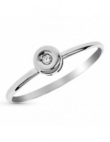 18K SORTIJA ORO BLANCO DIAMANTE CHATON 4.85 MM DIAMANTE 0.014 QTS