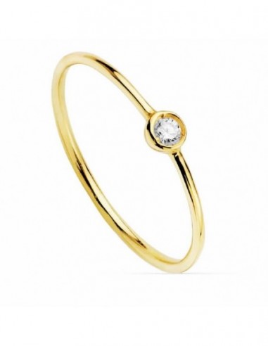 18K SORTIJA ORO AMARILLO 1 DIAMANTE 0,050 QTES. G-VS2. CHATON 3 MM CUERPO 1 MM