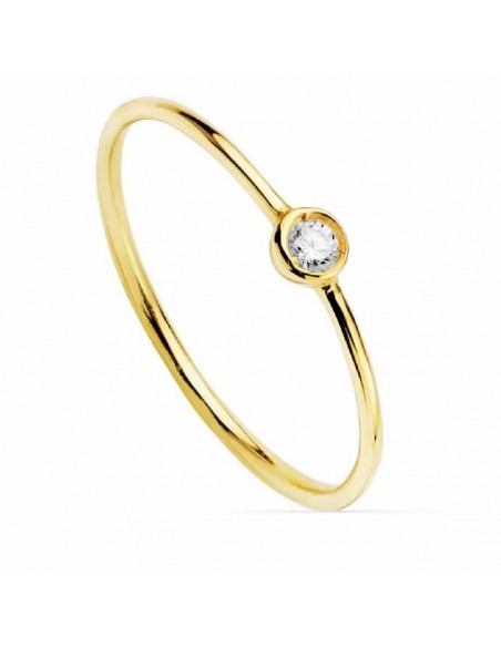 18K SORTIJA ORO AMARILLO 1 DIAMANTE 0,050 QTES. G-VS2. CHATON 3 MM CUERPO 1 MM