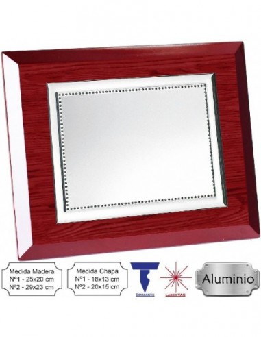 Placa conmemorativa de aluminio de medidas de madera 29 x 20 cms con chapa de 20 x 15 cms.