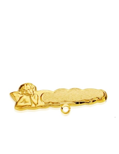 18K Alfiler bebe Angel Guarda oro amarillo tallado 28X9 MM