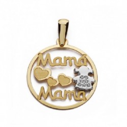 Colgante de oro madre  y niña bicolor