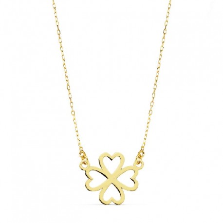 Gargantilla oro mujer forma cruz corazones 16X9 45CMS